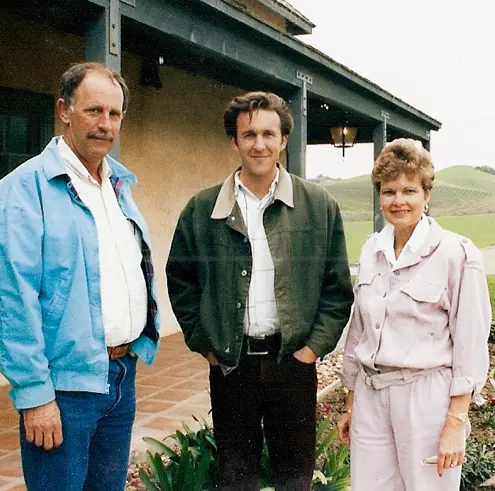 Don, Brian, and Rosemary Talley pose in an earlier wine season.